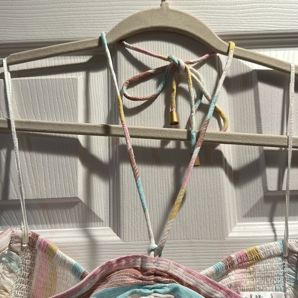 NWT! L Space Blue Skies Striped Cut Out Crop Halter Tube Top M - Picture 5 of 8